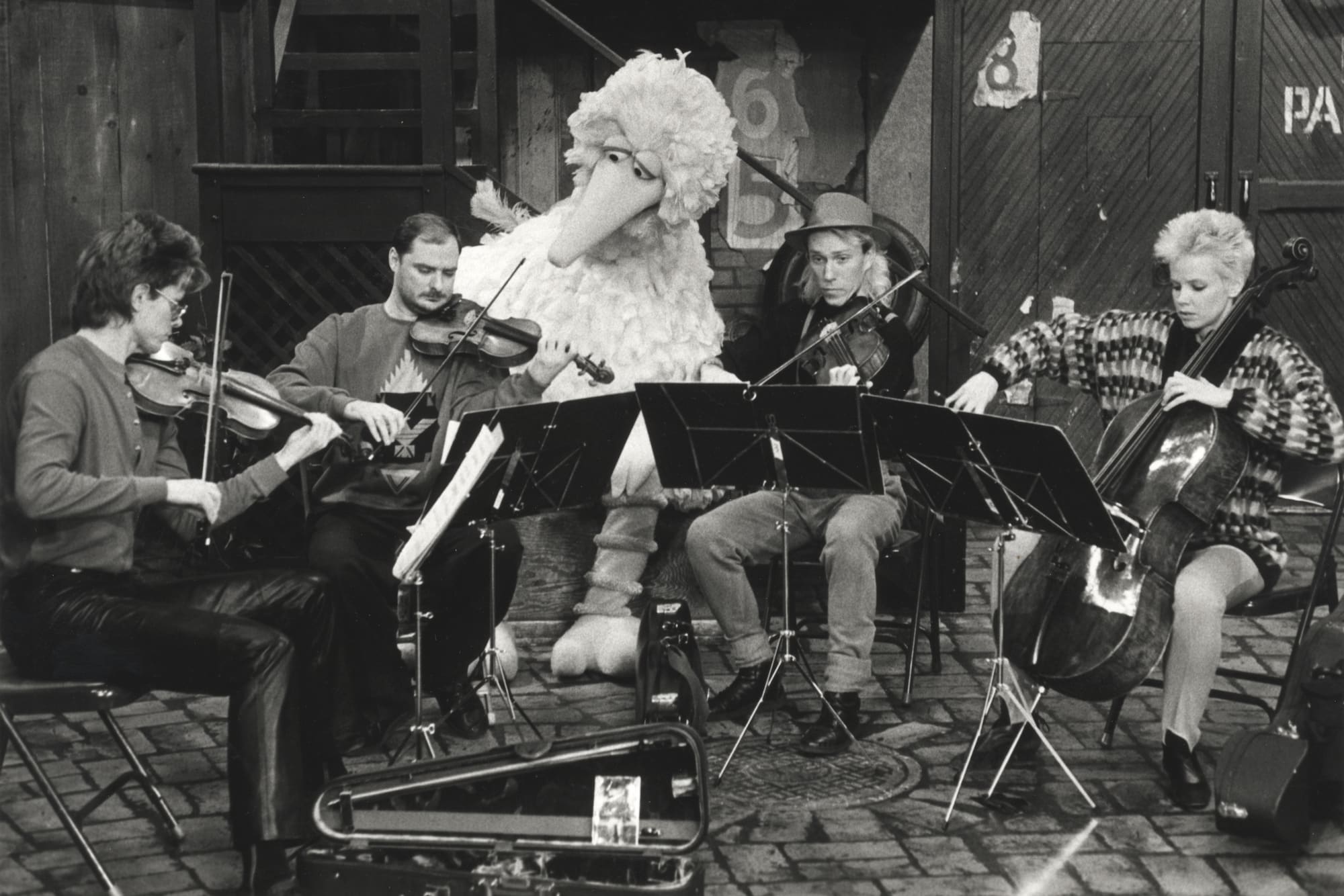 Kronos Quartet with Big Bird in 1987